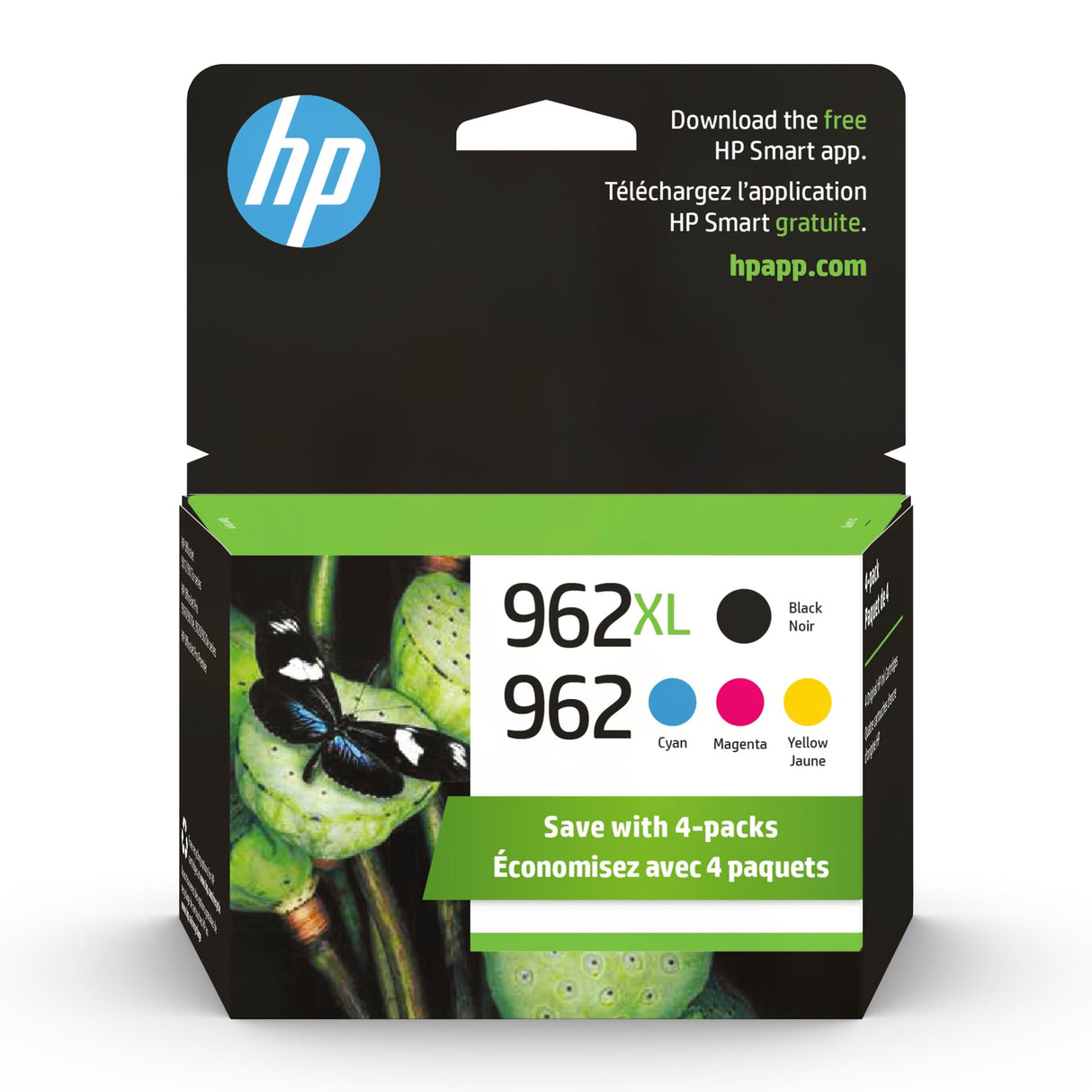 Original HP 962 Cyan, Magenta, Yellow / 962XL Black Ink Cartridges (4-Pack) | Works with HP OfficeJet 9010 Series, HP OfficeJet Pro 9010, 9020 Series HP