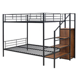 Bellemave Full Over Full Metal Bunk Bed，Bunk Bed with Storage Stairs and Wardrobe, Bunk Bed for Adults/Kids/Teens, Bunk Bed for School, Bedroom, Black Bellemave