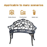 JARDIN DE CENTENNIAL Patio Garden Bench Metal Park Bench Cast Aluminum Outdoor Furniture with Floral Rose for Patio,Park,Lawn,Yard (Copper) JARDIN DE CENTENNIAL