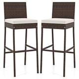 Toolsempire Outdoor Wicker Barstools, Patio Rattan Barstool Set of 4 with Cushion, Footrest & Heavy-Duty Metal Frame, Outdoor Bar Height Chair for Backyard & Balcony Toolsempire