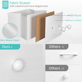 BOLUO White Nightstands Set of 2, Large Night Stand Fabric 3 Drawer Dresser for Bedroom Closet,Girls Modern BOLUO