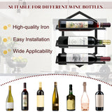 YALINKA 2Pcs Wall Mounted Wine Stemware Rack, Metal Hanging Wine Glass Display Holde Holds 3 Bottles, Elegant Storage for Kitchen Dining Room Bar Wine Cellar YALINKA