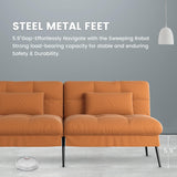 COMHOMA Convertible Futon Sofa Bed, 72″Fabric Futon Couch with Adjustable Backrest, Folding Sleeper Recliner for Living Room Furniture (Orange) COMHOMA