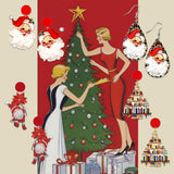 JeanBeau 4 Pairs Christmas Wooden Santa Dangle Drop Earrings Bulk for Women Cute Holiday Earrings Lightweight Wood Round Stud Xmas Book Decoration Accessories Jewelry Gift Jean Beau