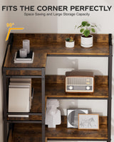 Aquzee Large 5-Tier Corner Bookshelf - Modern Tall Corner Shelf Storage Display Rack with Sturdy Metal Frame - Perfect for Living Room, Home Office, Books and Decor Display Aquzee