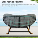 TIMWNER Double Papasan Patio Rocking Chair,Double Oversized Papasan Rocking Chair with Thick Cushions,Perfect for Indoor, Patio, or Balcony Use, Modern Outdoor Loverseat for Two.Grey TIMWNER