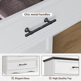 Farmhouse 6 Drawer Dresser, White Wood Chest of Drawers, 44" Tall Bedroom Storage Cabinet with Brushed Metal Handles, Closet Organizer for Bedroom, Living Room, Hallway Harpaq