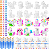 Simgoing 20 Set Dinosaur Unicorn Mermaid Donut Jungle Animal DIY Painting Kit Pumpkin Snowman Ceramic Paint Your Own Figurines Unpainted Plaster Craft for Party Favor(Unicorn) Simgoing