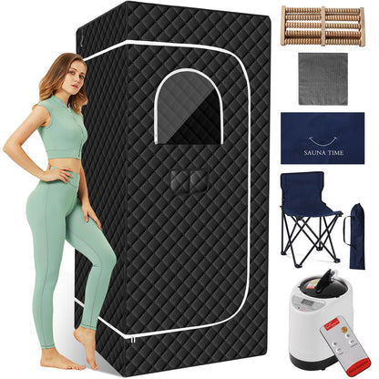 XINONE Protable Sauna Box,(71"x32"x32") Steam Sauna Tent,Personal Sauna Box with 2.6L 110v Steamer,Remote Control, Folding Chair, Towels, 9 Levels