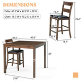 AMERLIFE Solid Wood 5-Piece Dining Table Set, Mid Century Modern Dining Set W/ 4 Chairs, Chairs with Curved Backrests & PU Cushioned, Space Saving, Black/Walnut AMERLIFE