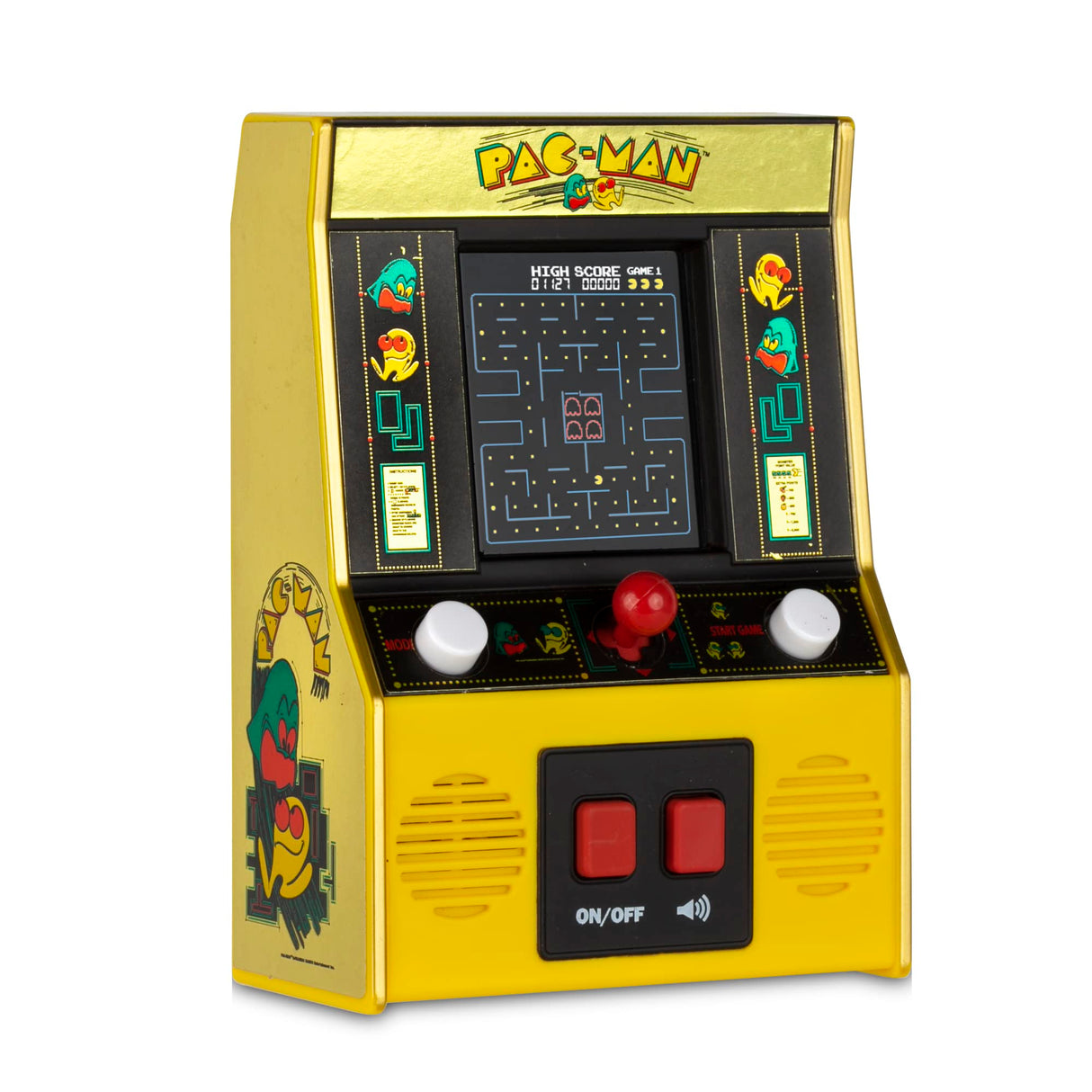 Basic Fun Arcade Classics - Pac-Man Color LCD Retro Mini Arcade Game, 2 Players, Yellow Basic Fun
