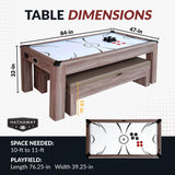 Hathaway Driftwood 7 Ft Air Hockey Table for Home Game Room - with Table Tennis Top, Dining Surface, Electronic Scorer, Two Storage Benches, High-Output Blower, Strikers & Pucks - Driftwood Finish Hathaway