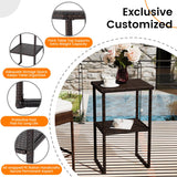 Sundale Outdoor Wicker Bar Table, 36 Inch Counter Height Patio High Top Dining Table, Rattan Bistro Pub Table with Storage Shelf for Deck Poolside Balcony Garden, Variegated Brown Sundale Outdoor