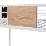 Olela Twin Over Full Metal Bunk Beds with Trundle Bed,Heavy Duty Metal Bed Frame with Safety Rail 2 Side Ladders for Boys Girls Adults,No Box Spring Needed (White Frame) Olela