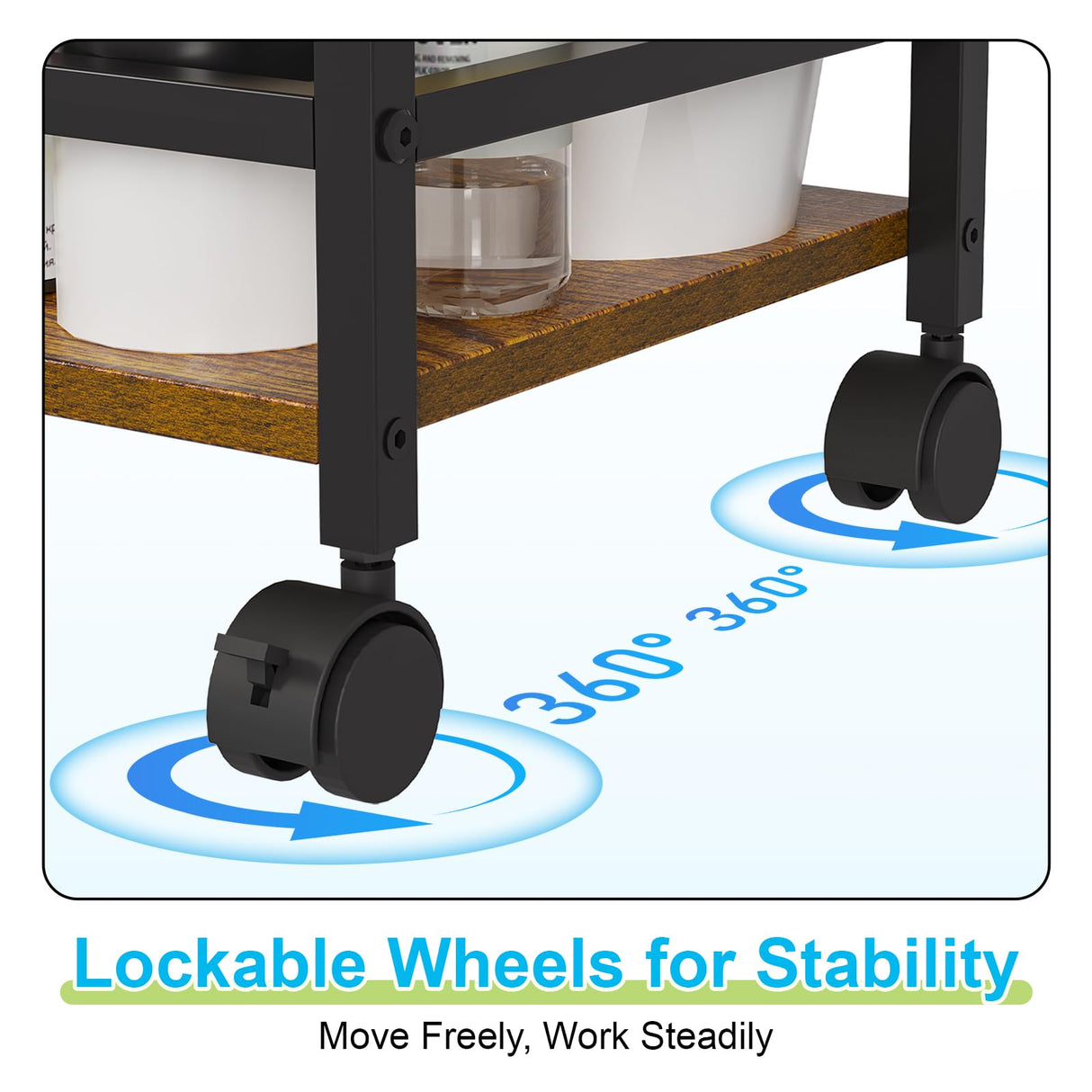 3 Tier Rolling Craft Cart & Art Cart | Side Partitioned Paint Brush Holder | Art Supply Storage Organizer with Wheels | Rolling Storage Cart for Standing Desk, Drawing & Craft Room, DIY Workshop,Gift Eyteenokk