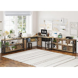 FATORRI 8 Cube Storage Organizer Bookshelf, Rustic Wood Cubby Bookcase, Industrial Horizontal Long Shelf for Living Room (Rustic Oak, 62 Inch) FATORRI