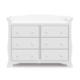 Storkcraft Avalon 6 Drawer Double Dresser (White) – Dresser for Kids Bedroom, Nursery Dresser Organizer, Chest of Drawers for Bedroom with 6 Drawers, Classic Design for Children’s Bedroom Storkcraft