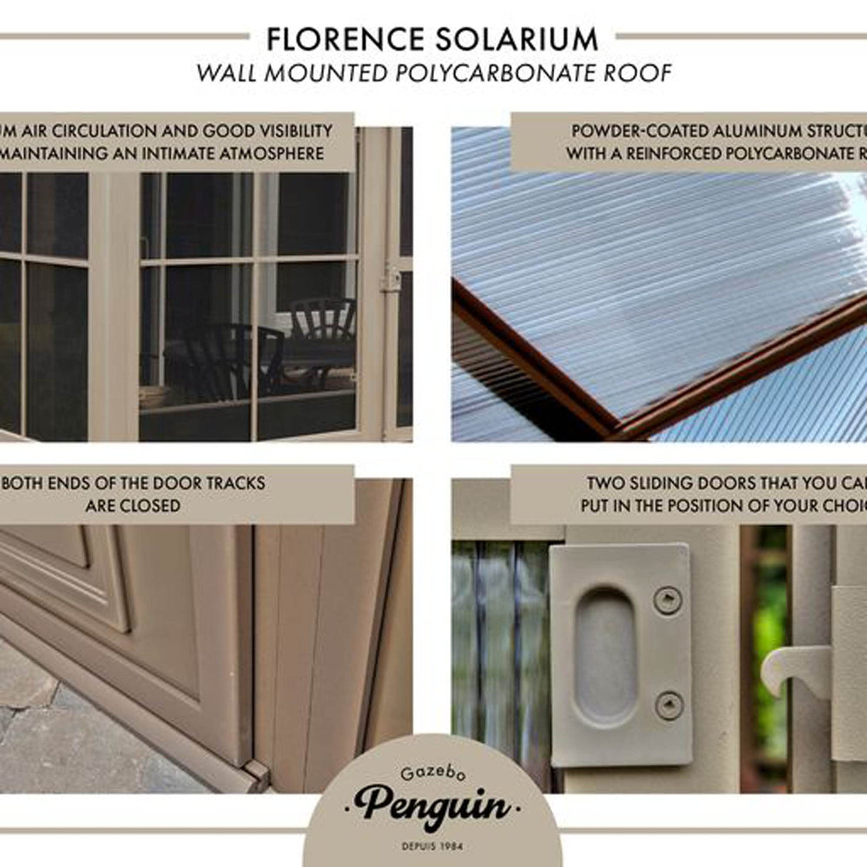 Gazebo Penguin W1207 Add-a-Room All-Season Solarium, 8 by 12', Slate Gazebo Penguin