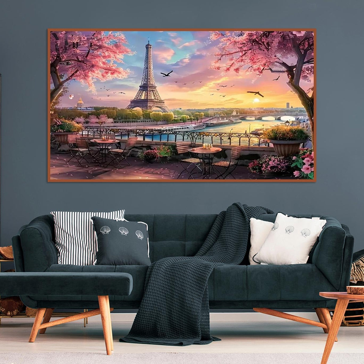 5D Large Diamond Art Painting,Eiffel Tower Diamond Art Kits for Adults,DIY Full Drill Crystal Rhinestone Arts and Crafts,Cityscape of Paris Art Painting with Diamond Home Wall Decor 27.5 X 15.7inch pchmcu