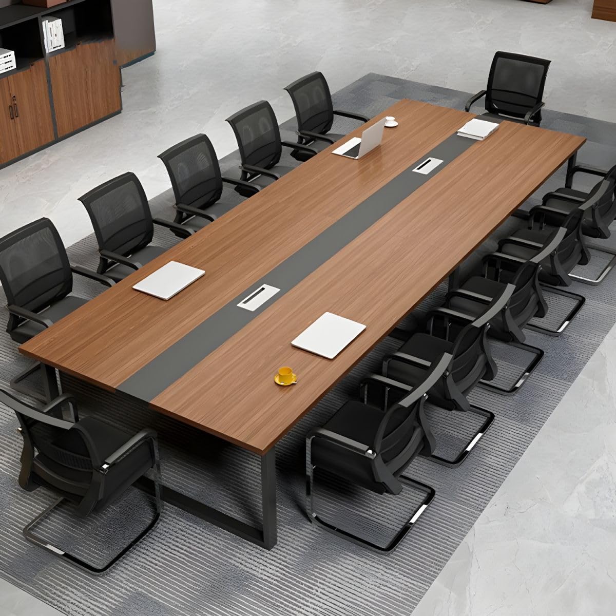LAKIQ Rectangular Office Conference Room Table Modern Desktop Computer Desk Working Table Rectangle Meeting Room Table - Without Chairs (110.2" L x 51.2" W x 29.5" H) LAKIQ
