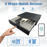 SAFEACET Biometric Drawer Pistol Safe Steel, Quick Access Under Desk Smart Gun Safe Box with LED Light, for Home Store Nightstand Jewelry Handgun Organizer SAFEACET