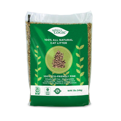Nature's Logic 100% Natural Pine Pellet Cat Litter - 100% Ponderosa Pine, Dust-Free, Unscented, Biodegradable - Safe for Cats, Kittens, Reptiles & Small Pets - Highly Absorbent - 12 lb Bag NATURE'S LOGIC