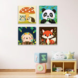 MXJSUA 4 Pack Cute Animals Paint by Numbers Kit with Framed Canvas for Ages 6-12 Kids, Panda Paint by Numbers Kits for Children Beginners, Acrylic Oil Painting for Home Wall Decor Gift (8x8 inch) MXJSUA