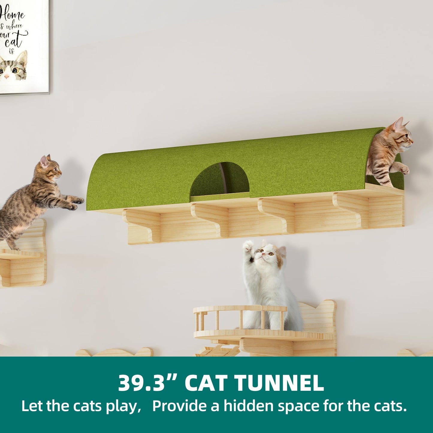 YITAHOME Cat Wall Shelves and Perches for Wall, Solid Wood Wall Mounted Cat Furniture 18 Piece Set, Cat Climbing Shelves Playground Scratching Post with 6 Steps Indoor Mounted Condos House