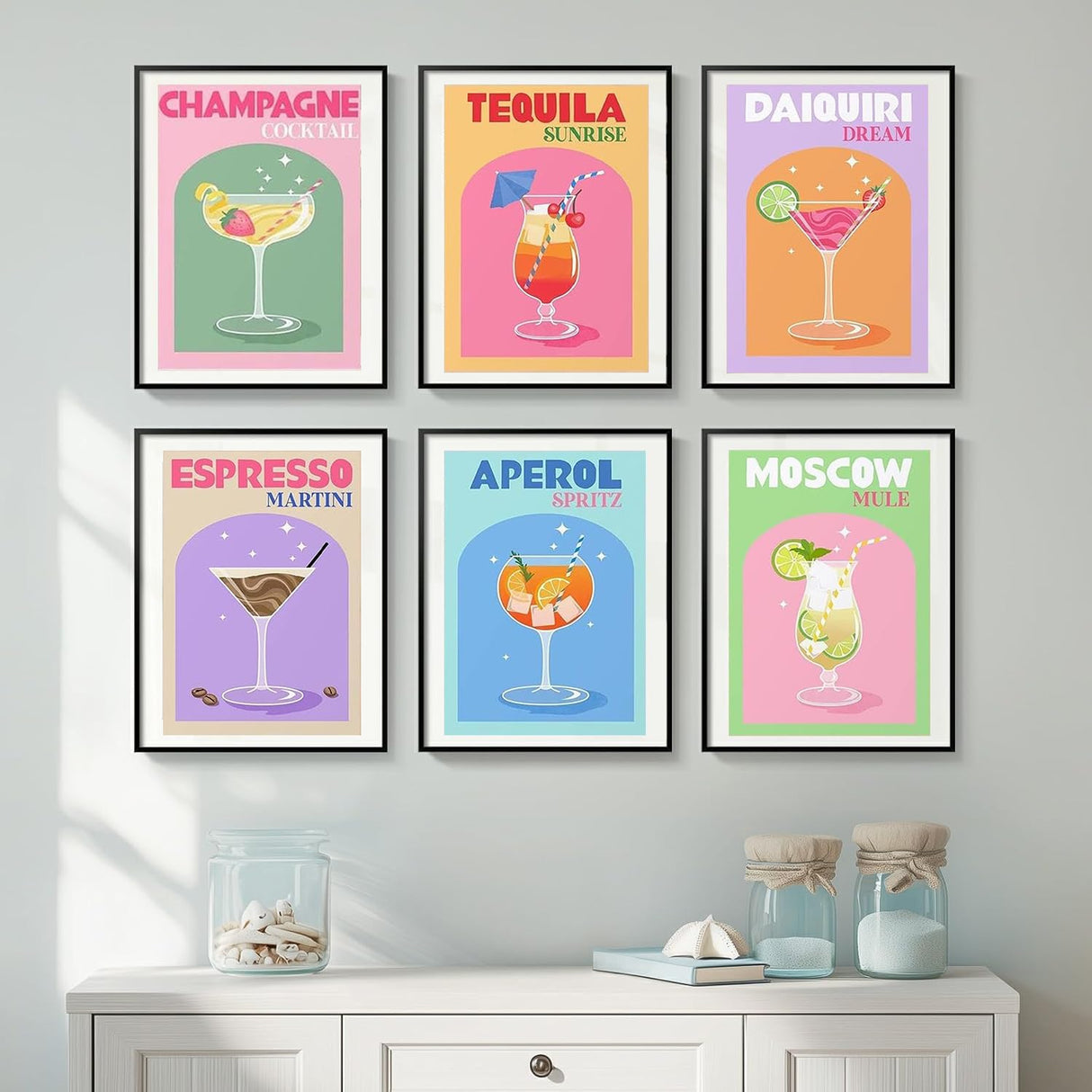 DAZZLEDOTS 6 Pack Diamond Art Kits for Adults, Cocktail Diamond Painting 5D Diamond Art Kits for Beginners Retro Cocktail DIY Full Drill Paint by Diamonds Dot Gem Art for Home Wall Decor 12x16Inch DAZZLEDOTS