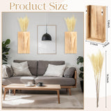 Vesici 2 Pack Wood Wall Planter Vase with Artificial Plants Indoor Plants Holder Pocket Farmhouse Wooden Vases Wall Flower Vase Hanging Plant Decor for Bedroom Kitchen Office Home (Brown,Reed) Vesici