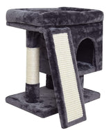 SYANDLVY Small Cat Tree for Indoor Cats Large Adult, Cat Tower with Scratching Post, Modern Cat House with Padded Perch, Kittens Condo with Board, Cat Cave (Smoky Grey) SYANDLVY