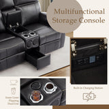 Neptane Power Reclining Loveseat with LED Reading Light/Bluetooth Speakers, Home Theater Seating Reclining Loveseeat with Console/Storage Drawer/Outlets, Power Loveseat Recliner Sofa (Black, Loveseat) Neptane