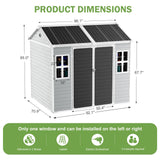 SELLERWE 8x6 FT Resin Shed, Waterproof Outdoor Storage Shed w/Floor, 2 Windows, Double Doors & Vents, Tool Shed for Patio Garden, Lawn, Backyard, Grey SELLERWE