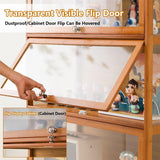 Paulist Small Curio Cabinets Curio Display Cabinet with Acrylic Doors, 3 Tier 4 Tier Showcase &Display Shelf for Figures, Toys, Books, Bookcase for Office, Playroom, Living Room,Brown,80x32x106cm Paulist