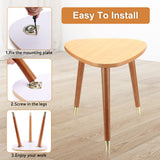 XBurmo Mid Century Table Legs,16'' Angled Tapered Solid Wood Table Legs for Stool Bench,Legs for Furniture set of 4 with Gold Metal Edge Mounting Plates XBurmo