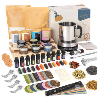 SAEUYVB Candle Making Kit - DIY Starter Soy Candle Making Supplies with Wax Melter, Including Soy Wax, 10 Candle Jars, 10 Pleasant Scents, Color Dyes & More，Perfect Candle Making Kit for Adults