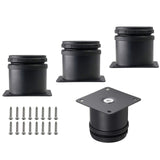 Kyuionty Set of 4 Stainless Steel Furniture Legs 2 Inch, Adjustable Round Cabinet Legs 2" Dia Kitchen Feet, Metal Replacement Legs for Cabinet Sofa Couch Shelves Table (Black) Kyuionty