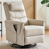 AIRSKY Genuine Leather Recliner Chair, Italian Water-Washing Process,Power Recliner Chair Electric Recliner Chairs for Adults, Swivel Rocker Recliner, Wall Hugger Recliners, Beige, P1 AIRSKY