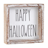 FESTWIND Halloween Home Decor, Happy Halloween Block Sign for Shelf, Mantel, Table, Halloween Decorations Indoor, Embossed Metal With Wood Frame FESTWIND
