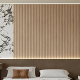 Yutianli PVC Slat Wall Panel Peel and Stick 118"x 15.7" Faux Wood Slat Panel Artificial Oak Wood Grain Self-Adhesive Soundproof 3D Wall Panel for Walls and Ceilings Yutianli