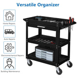 TUFFIOM 3 Tier Rolling Tool Cart with Drawer, Tool Service Cart on Wheels w/2 Brake, 330 LBS Capacity Industrial Heavy Duty Utility Cart, Tool Organizer for Mechanic, Garage, Warehouse & Repair Shop TUFFIOM