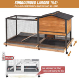 Rabbit Hutch Bunny Cage Strong Iron Frame Rabbit Cage Indoor and Outdoor Chicken Coop with Casters Waterproof Roof, Great for Rabbit,Bunny,Guinea Pig,Chickens. GUTINNEEN