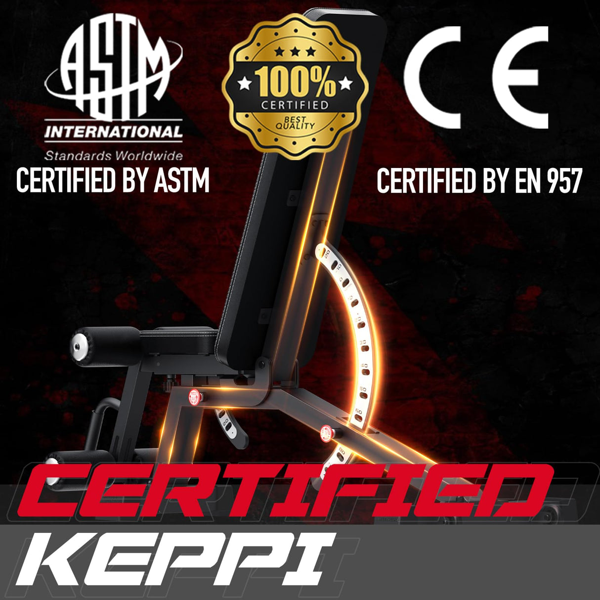 Keppi 1200LB Weight Bench, Heavy Duty Bench1000 PRO Adjustable Workout Bench Press Set for Home Gym Strength Training, Removable Foot Catch for Incline Flat Decline Sit Up Bench for Full Body Fitness Keppi