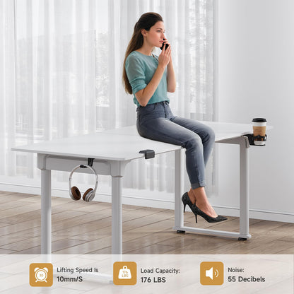 ONBRILL Stand Up Desk with 4 Legs, 71x32 Rectangle Desk with Memory Controller & Dual Motors, Standing Desk Height Adjustable from 28" to 46" for Home Office Desk & Computer Workstations, Whi - WoodArtSupply