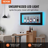 VEVOR LED Lighted Liquor Bottle Display Shelf, Square 48 Inches, Supports USB,Illuminated Home Bar Shelf w/RF Remote & App Control 7 Static Colors 1-4 H Timing, Acrylic Wall-Mounted Shelf VEVOR