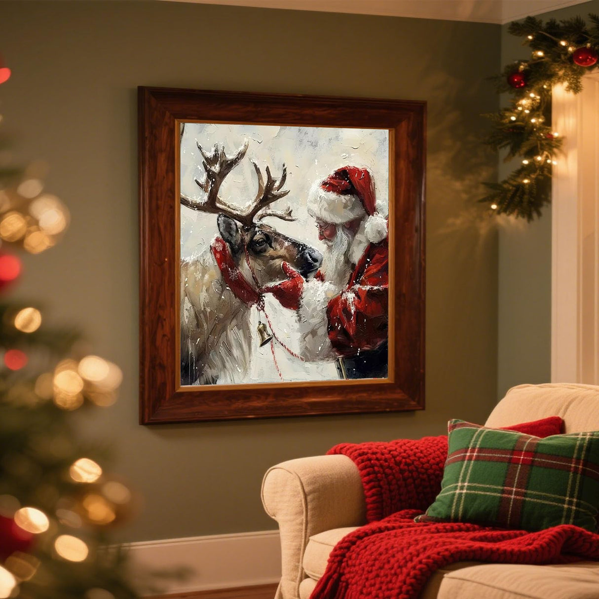 cviokrdu Christmas Paint by Numbers Kit for Adults - Santa Claus Adult Paint by Number Kits on Canvas, DIY Christmas Elk Oil Painting for Gift Home Wall Decor (16x16inch) cviokrdu