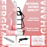 Ferghana Kawaii Pink Gaming Chair with Bunny Ears, Ergonomic Cute Gamer Chair with Footrest and Massage, Racing Reclining Home Computer Game Chair for Girls Adults Teens Kids Ferghana