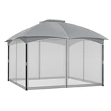 COWVIE Gazebo Replacement Netting Screen, 12' x 14' Universal Gazebo 4-Panel Mosquito Sidewalls with Double Zippers for Outdoor Patio (Only Netting) COWVIE