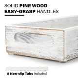 LotFancy Wooden Decorative Tray, Set of 2, Long Rustic Centerpiece Tray for Dining Room, Coffee Table Décor, Rectangle Farmhouse Tray LotFancy