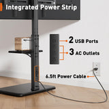 Perlegear Floor TV Stand with Power Outlet, Universal TV Stand for 32-75 inch TVs up to 110 lbs, Height Adjustable Standing TV Mount, Tall TV Mount with Wood Base, Max VESA 600x400mm, PGFS06 Perlegear